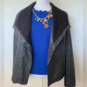 Cable & Gauge Scalloped Blue Sweater Top - Size M